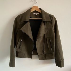 LF Evie Faux Suede Green Moto Jacket XS